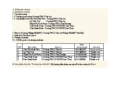 Ma trận và đề kiểm tra học kì I Thể dục lớp 6 - Trường THCS Tân An